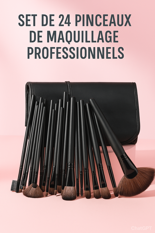 Set de 24 Pinceaux de Maquillage Professionnels – Teint, Yeux, Sourcils & Ombres | Kit Complet Outils Make-Up